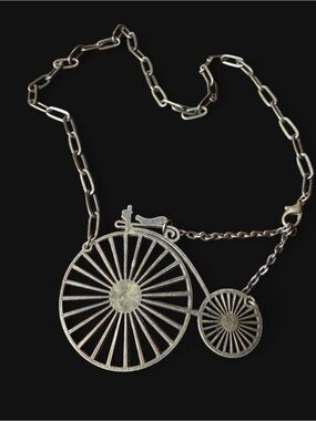Vintage-Inspired Penny-Farthing Bicycle Pendant Necklace - brass tone